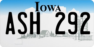 IA license plate ASH292