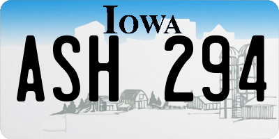 IA license plate ASH294