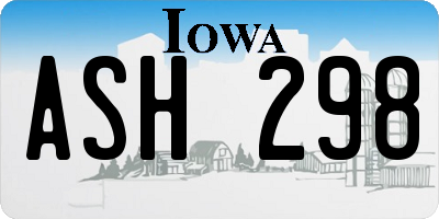 IA license plate ASH298