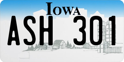 IA license plate ASH301