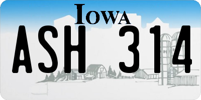 IA license plate ASH314