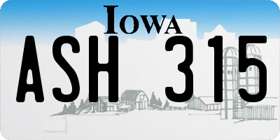 IA license plate ASH315