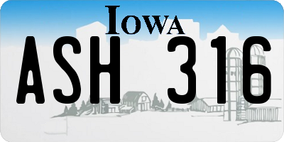 IA license plate ASH316