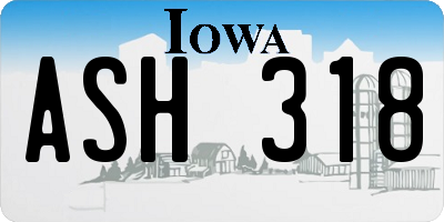 IA license plate ASH318