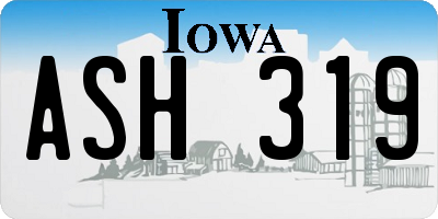 IA license plate ASH319