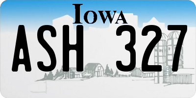 IA license plate ASH327