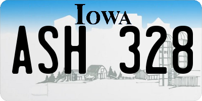 IA license plate ASH328