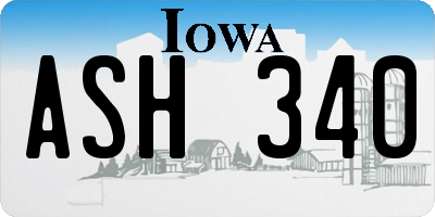 IA license plate ASH340