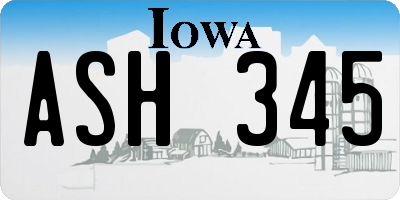 IA license plate ASH345