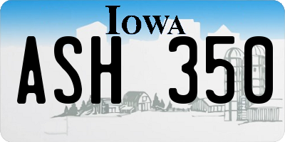 IA license plate ASH350