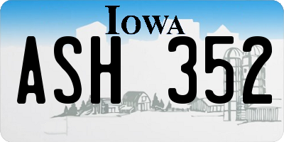 IA license plate ASH352