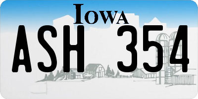 IA license plate ASH354