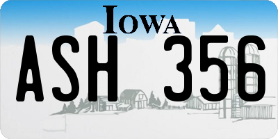 IA license plate ASH356