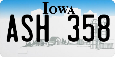 IA license plate ASH358