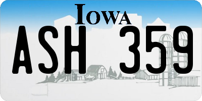 IA license plate ASH359