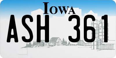 IA license plate ASH361
