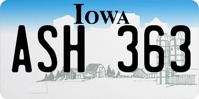 IA license plate ASH363