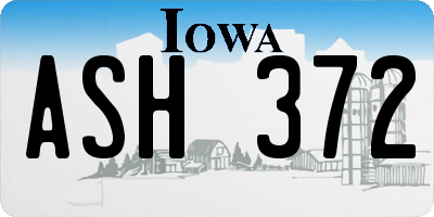 IA license plate ASH372