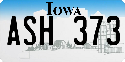 IA license plate ASH373