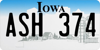 IA license plate ASH374