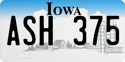 IA license plate ASH375