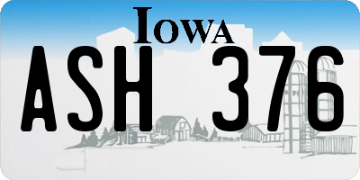 IA license plate ASH376