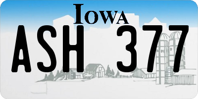 IA license plate ASH377