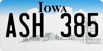 IA license plate ASH385