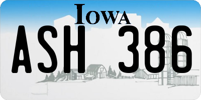 IA license plate ASH386