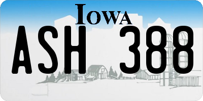 IA license plate ASH388