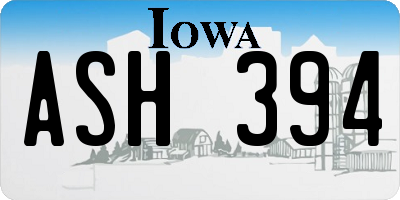 IA license plate ASH394