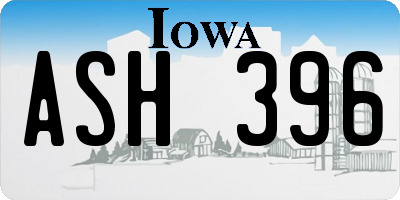 IA license plate ASH396