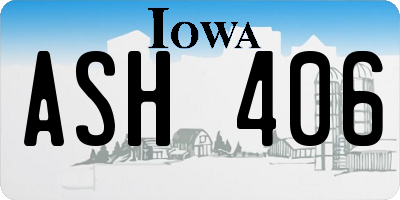 IA license plate ASH406