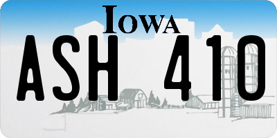 IA license plate ASH410