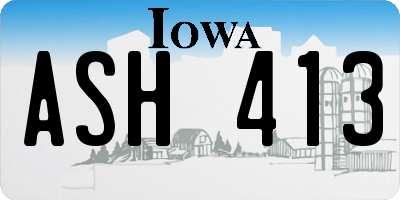 IA license plate ASH413