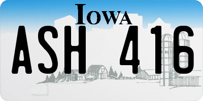 IA license plate ASH416