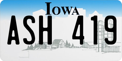 IA license plate ASH419