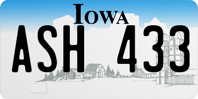 IA license plate ASH433