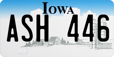 IA license plate ASH446