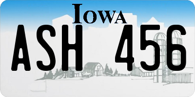 IA license plate ASH456