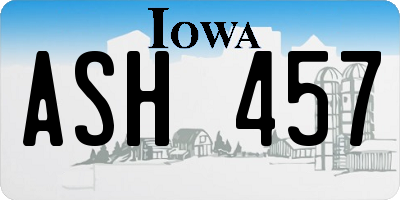 IA license plate ASH457