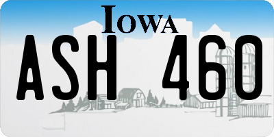 IA license plate ASH460