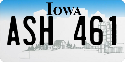 IA license plate ASH461