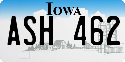 IA license plate ASH462