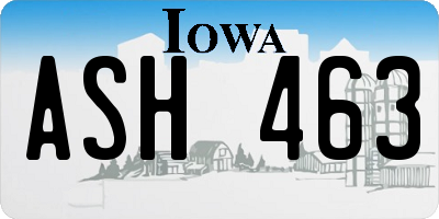 IA license plate ASH463