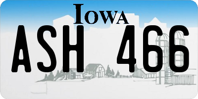 IA license plate ASH466