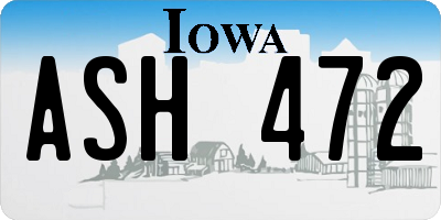 IA license plate ASH472