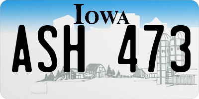 IA license plate ASH473