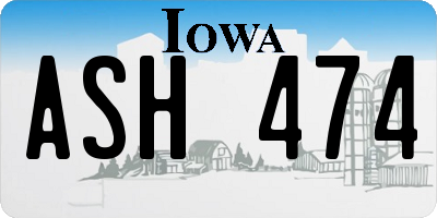 IA license plate ASH474