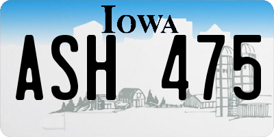 IA license plate ASH475